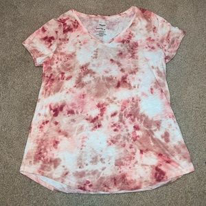 NWOT Sonoma Everyday Tee Red & Pink Tie Dye Shirt size M Very Pretty